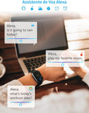 Smartwatch Relógio Inteligente, Tela HD de 1,83" Relógio Fitness com Alexa, 120 Esportes, Frequência Cardíaca e Monitoramento do Sono, IP68 à rova d'água, Compatível com Android iOS, 2 Pulseiras Preto