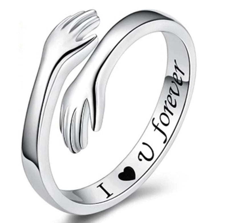 Compre 1 Leve 2 c/ Cartão Incluso - Anel do Abraço Prata 925 Ajustável