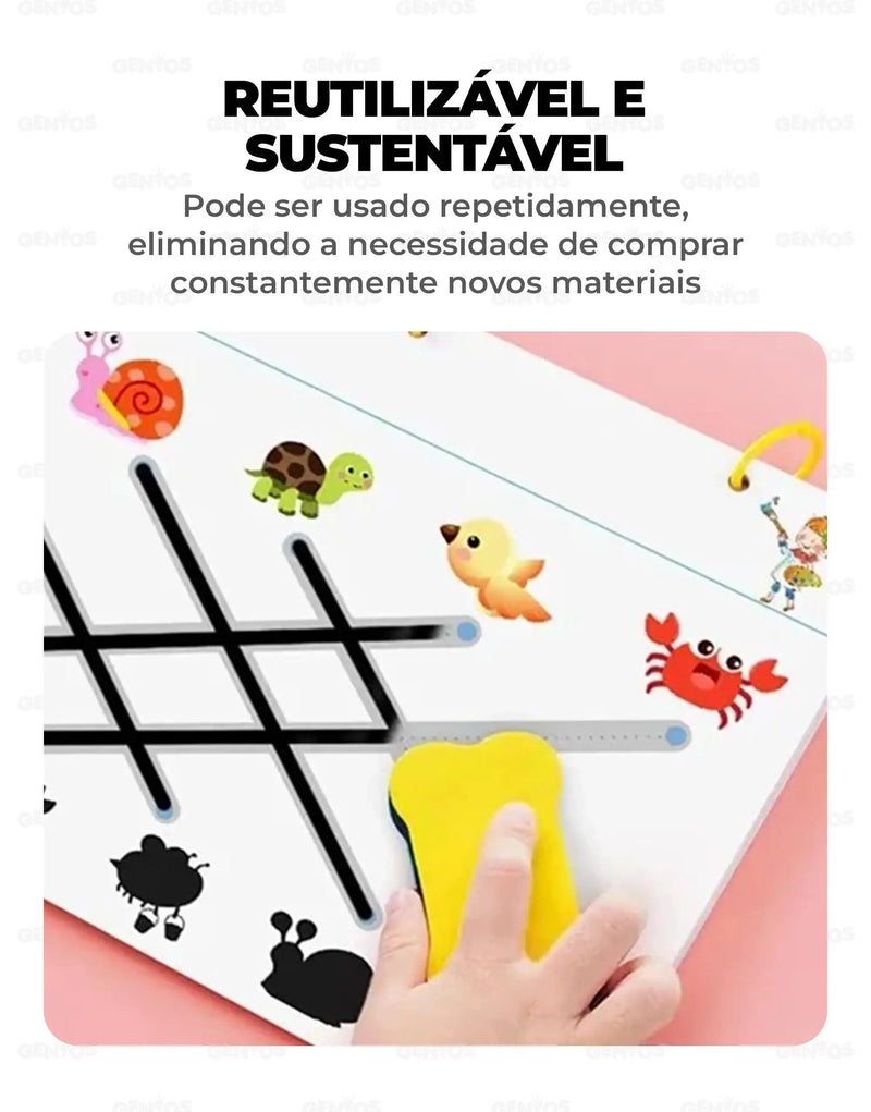 Livro de Desenvolvimento Infantil Buzz® + 8 Canetinhas e Apagador de Brinde
